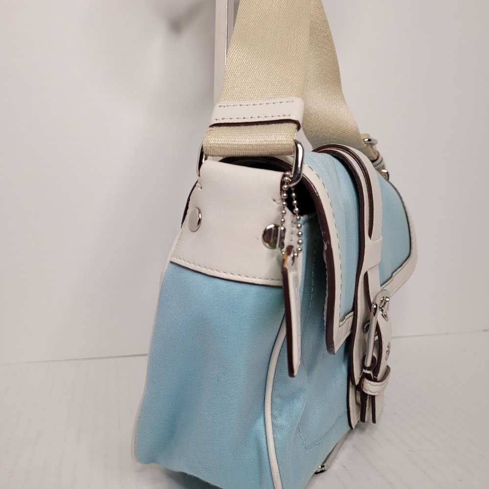 Coach Hampton Blue Soho Twill/Leather Shoulder Bag M0669-P10707 - Picture 3 of 13